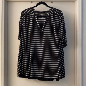 Lane Bryant Black White Stripes Blouse Size 18/20